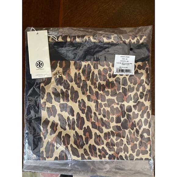 Tory Burch Reva Leopard Double Sided Silk Square Scarf Tory Navy Blue Reversible - Picture 9 of 11